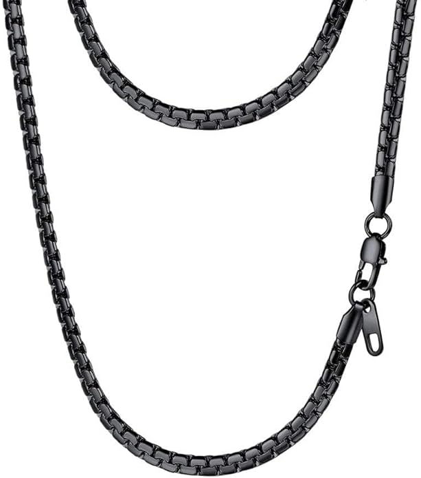 PROSTEEL Stylish Stainless Steel Round Link Chain Necklace for Men, 2mm/4mm/6mm/8mm. Silver/Gold/Black Tone, Hypoallergenic Jewelry, 14"-30", Come with Box
