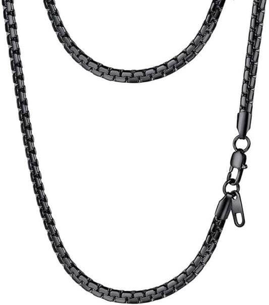 PROSTEEL Stylish Stainless Steel Round Link Chain Necklace for Men, 2mm/4mm/6mm/8mm. Silver/Gold/Black Tone, Hypoallergenic Jewelry, 14"-30", Come with Box