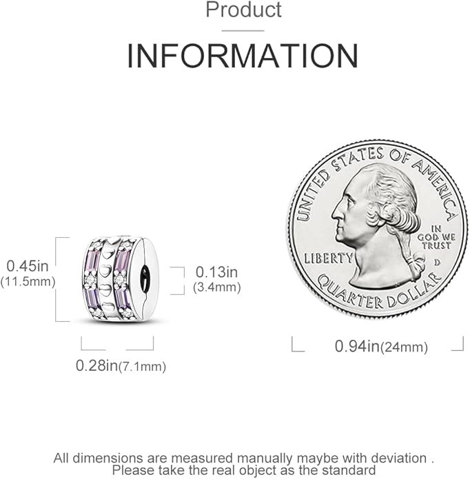 Parmuz Clip Spacer Charm for Bracelet 925 Sterling Silver Pave Cubic Zirconia Lock Stopper Bead Star Moon Evil Eye Jewelry Charm for Woman