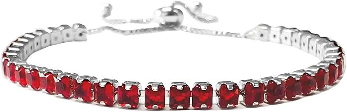 Italian Sterling Silver Women's Tennis Bracelets | Ladies' Sterling Silver Rope Adjustable Bracelet with Crystals | Gift for She