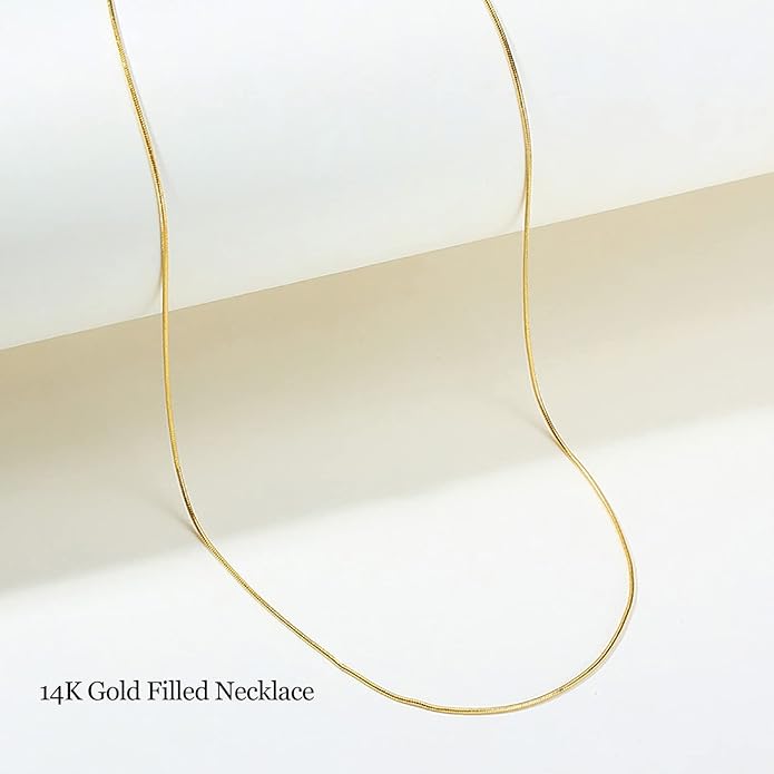 DEARMAY 14K Gold Plated Necklaces for Women, Dainty Gold Herringbone Choker Necklace Thin Layered Snake Chain Jewelry for Gifts