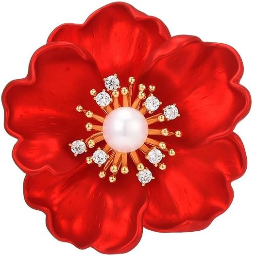 AILONMEI Red Rose Flower Brooches and Pins for Women Costume Jewelry Brooch Pins Broches Jewelry for Women Elegant Lady Pin
