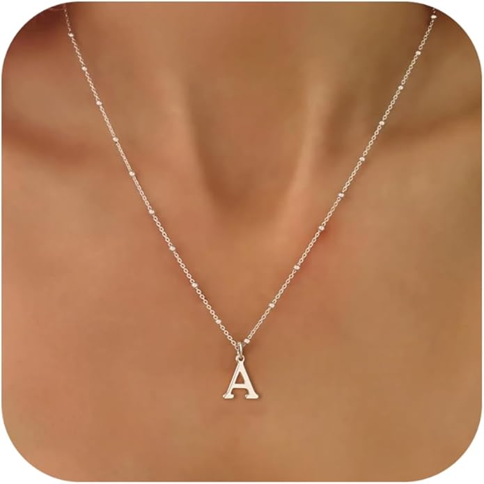 Initial Necklaces for Women Dainty Gold Letter Pendant Necklace 14k Gold Plated A-Z Name Necklaces Cute Charm Choker Necklace Fashion Accessories Non Tarnish Trendy Jewelry Gift