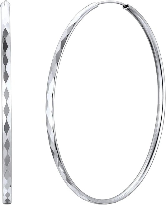 ChicSilver Hypoallergenic 925 Sterling Silver Hoop Earrings for Women, Lightweight Large Gold Plated Hoop Earrings, Endless Hoops Huggie Earrings 15/20/30/50/70MM