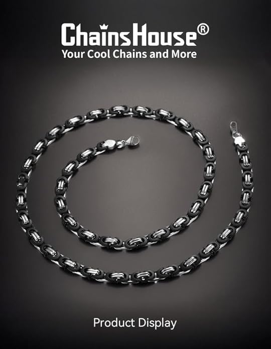 ChainsHouse Flat Byzantine Link Necklace for Men 6mm/8mm/10mm Width, 18K Gold Plated/Stainless Steel Black Byzantine Chain Necklaces, 18" 20" 22" 24" 26" 28" 30" Length, with Gift Box