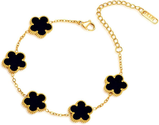 18K Gold-Plated Four Leaf Clover Bracelet for Women,Adjustable lucky Bracelet Set Jewelry Gift-Hypoallergenic Charm for Birthdays, Wellness & Daily Wear