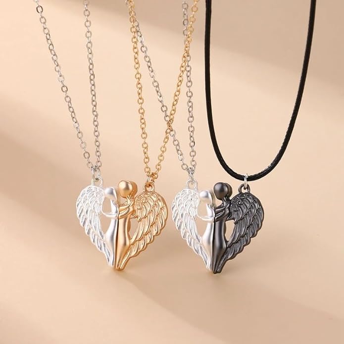 925 Sterling Silver Hug Necklace For Women And Men, 14K Yellow Gold Hugged Dog Necklace, Mom And Hug, Hug Angel Wings Pendant, Two Hands Hugs And Kisses Necklace, Hugging Necklaces For Women