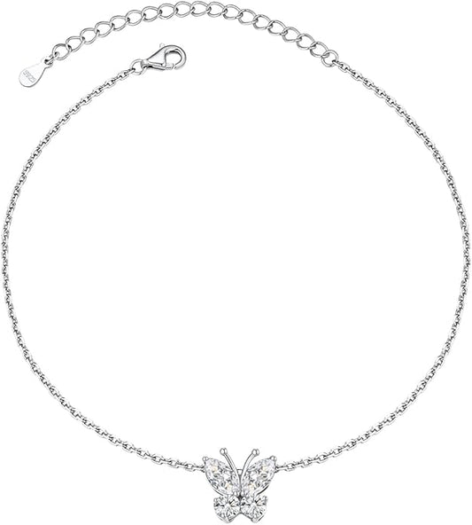 Custom4U Personalized Infinity Ankle Bracelets for Women 925 Sterling Silver Anklet Bracelet Endless Love Symbol Birthstone Charm Adjustable Foot Chain Jewelry Mothers Day Gifts for Mom Wife Women Her