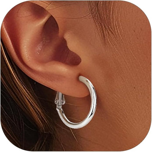 FOCALOOK 14K Gold Plated Lightweight Large Hoops| 2mm Thin Hoop Earrings for Women 30/40/50/70/100mm