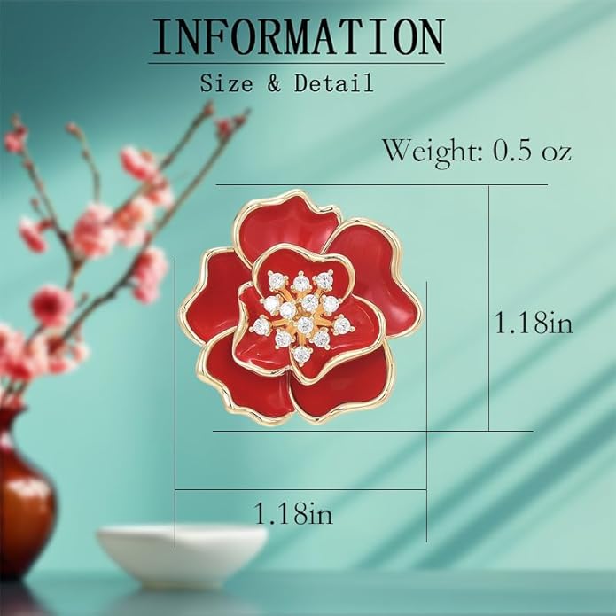 Flower Brooch Pin - Rhinestone Flower Pin 18k Gold Plated - Thanksgiving Day, Birthday, Wedding Gifts for Mom, Wife