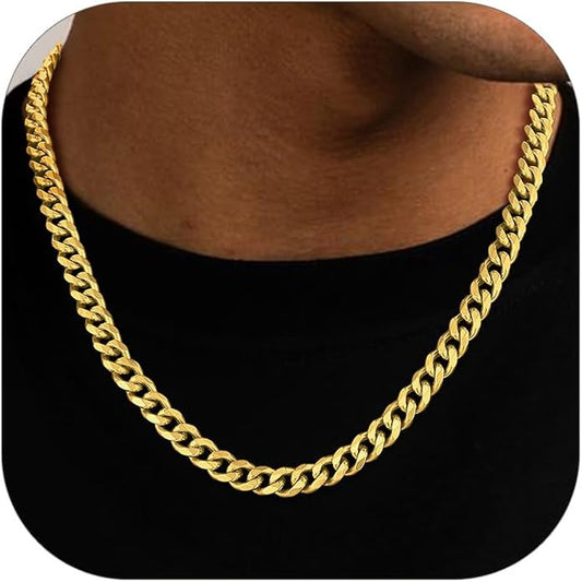 PROSTEEL Miami Cuban Link Chain for Men, 18K Gold/Black/Stainless Steel Necklace,6mm/9mm/12mm Width, Upgrade Clasp & Durable Chain for Mens Womens Jewelry,18"-30",with Gift Box