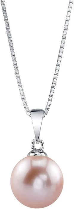 The Pearl Source Freshwater Pearl Pendant Sydney Necklace for Women - Cultured Pearl Necklace | Single Pearl Necklace for Women with 925 Sterling Silver Chain