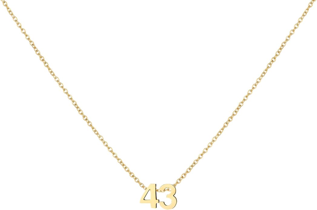 Number Necklace for Women Dainty 18K Gold Plated Pendant Necklace Charm Birth Month Personalized Jewelry Birthday Gift