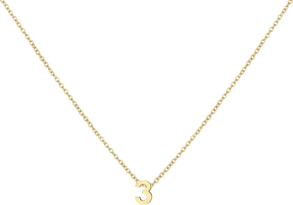 Number Necklace for Women Dainty 18K Gold Plated Pendant Necklace Charm Birth Month Personalized Jewelry Birthday Gift
