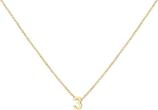 Number Necklace for Women Dainty 18K Gold Plated Pendant Necklace Charm Birth Month Personalized Jewelry Birthday Gift