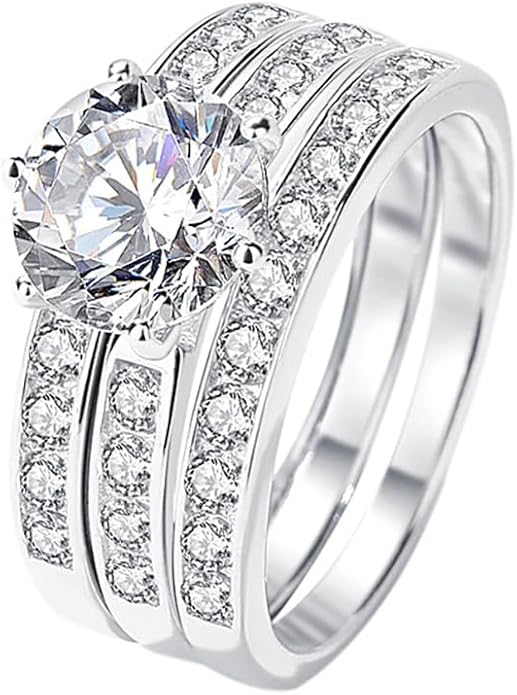 zemlite Stackable Promise Ring | Luxurious 2 Carat Round Diamond | D-Color VVS1 Clarity, Excellent Cut | Ideal Valentine's Gift