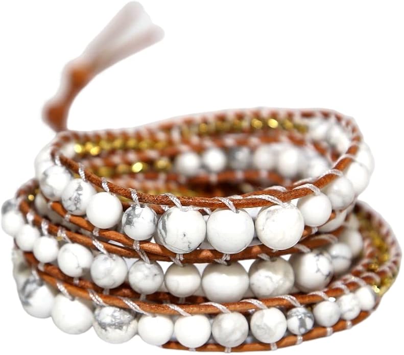 ZOSOJONA Boho Wrap Bead Bracelet for Women - Handmade Adjustable Natural Stone Beaded Bracelets Rope Yoga Healing Bracelet Bangle Hippie Jewelry