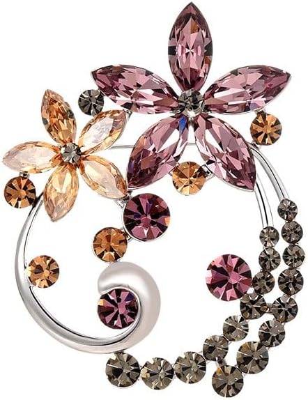 Flower Brooch Pin - Rhinestone Flower Pin 18k Gold Plated - Thanksgiving Day, Birthday, Wedding Gifts for Mom, Wife