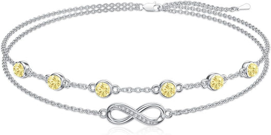 Dorunmo Anklet Bracelets For Women 925 Sterling Silver Birthstone/Infinity/Butterfly/Evil Eye/Turtle/Pineapple/Starfish/Heart Anklets Bracelets Jewelry Gifts for Women