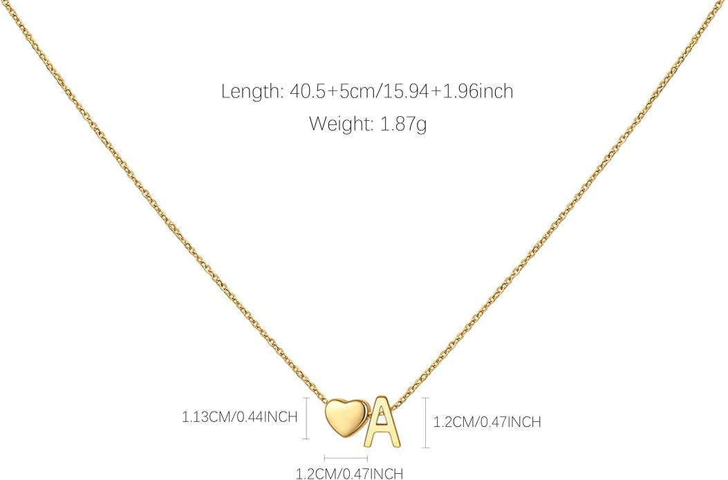 LOVECOM 14K Gold Plated Love Heart Initial Necklaces for Women Mother Daughter 925 Sterling Silver Letter Name A-Z Pendant Necklace Dainty Personalized Chain Necklace Valentines Jewelry Gifts