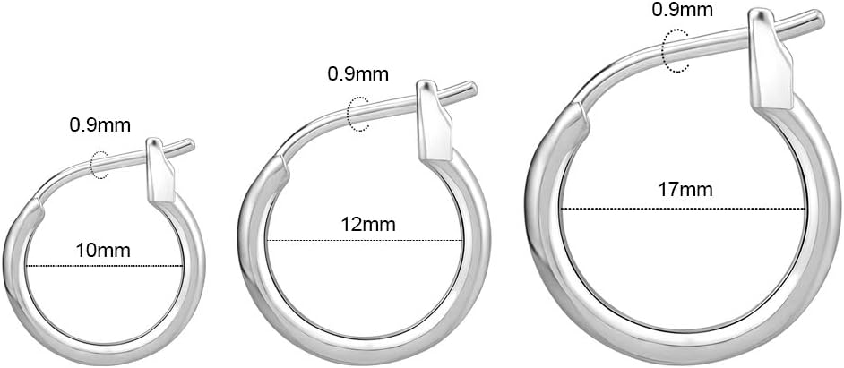 AoedeJ 925 Sterling Silver Hoop Earrings, High Polished Round Tiny Click-Top Hoop Earrings, Small Clasp Hoop Piercing Earrings