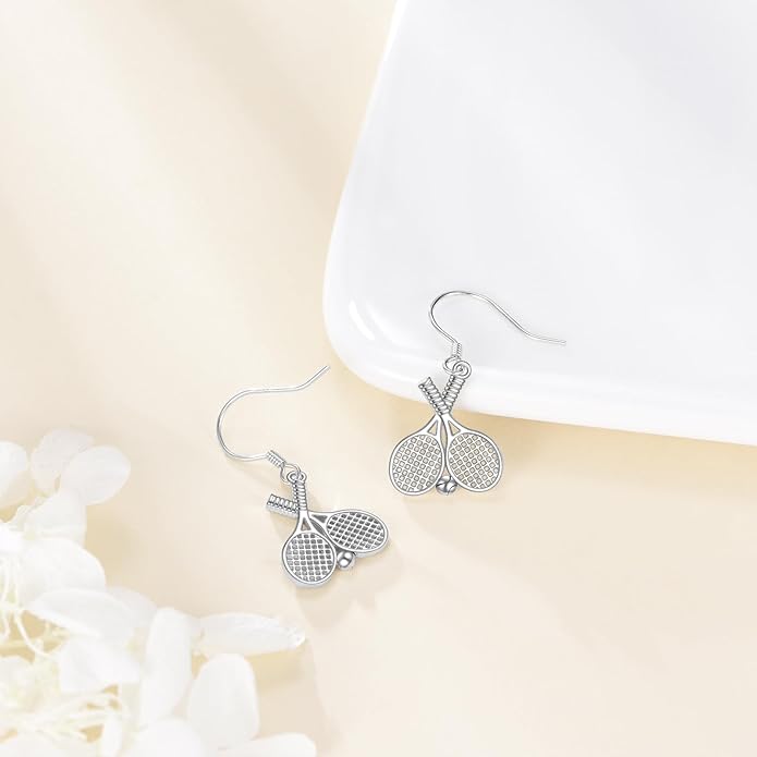 Pickleball/Tennis/Soccer/Volleyball/Golf/Hockey/Basketball Earrings for Women 925 Sterling Sliver Sports Ball Earrings Pickle Ball Dangle Earrings Pickleball Jewelry Gifts for Women Lover