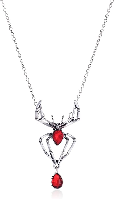 MIFYNN Vintage Gothic Spider Necklace Halloween Crystal Spider Pendant Necklace Punk Style Reptile Animal Jewelry for Woman