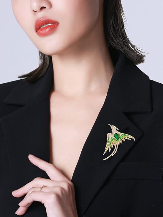 Exquisite 14K Gold Phoenix Brooch for Women, Inlaid with Moissanite and Premium Gemstones, Ideal Luxury Gift for Holidays and Special Occasions