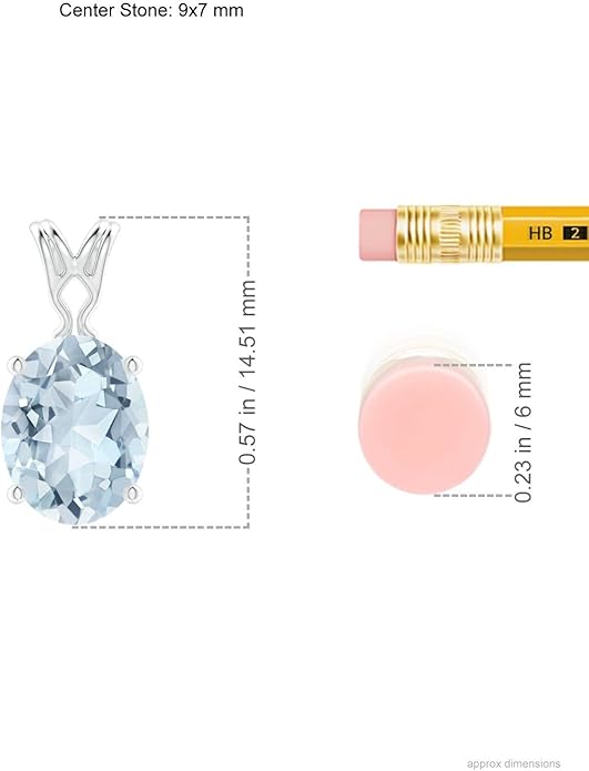 Angara Natural Aquamarine Solitaire Pendant for Women | Vintage in 14K Solid Gold/Platinum With 18" Chain | March Birthday, Anniversary, Gemstone Jewelry Gift