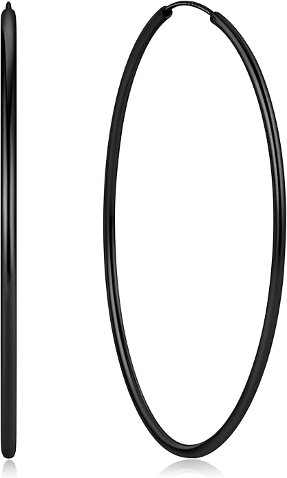 ChicSilver Hypoallergenic 925 Sterling Silver Hoop Earrings for Women, Lightweight Large Gold Plated Hoop Earrings, Endless Hoops Earring 20/30/40/50/60/70MM