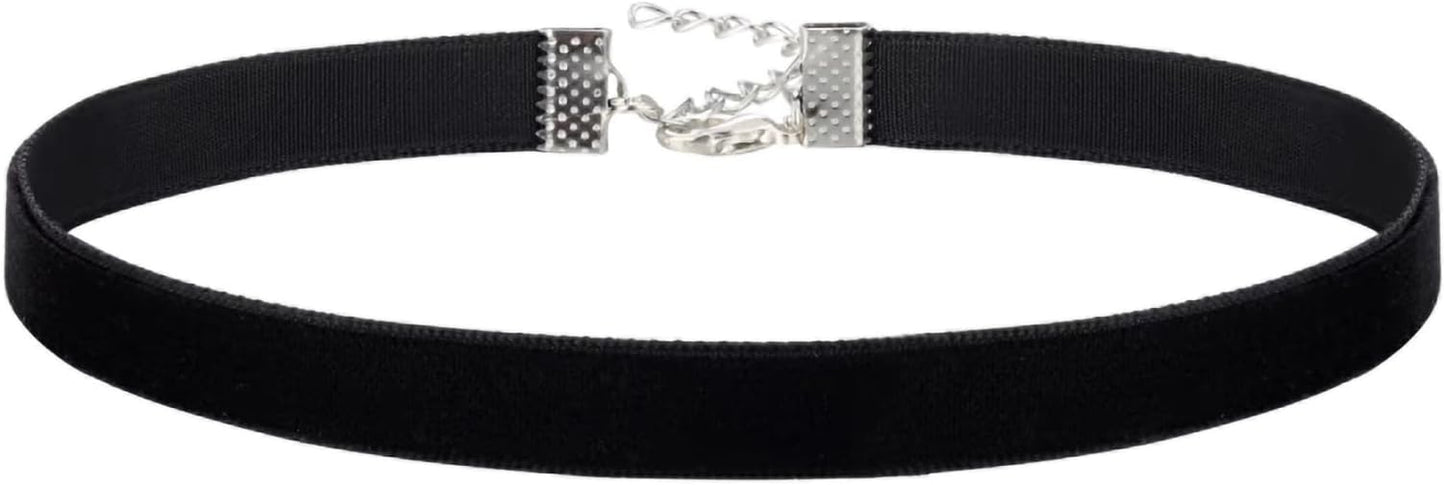 Fesciory Black Necklaces for Women, Adjustable Layered Velvet Leather Lace Collar Necklace, Goth Jewelry Gifts.