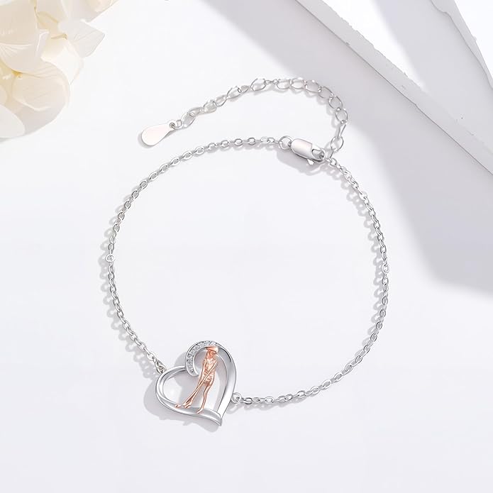 Volleyball/Tennis/Golf Bracelet 925 Sterling Sliver Heart Sports Bracelets Jewelry Gifts for Women Mom Lover Player