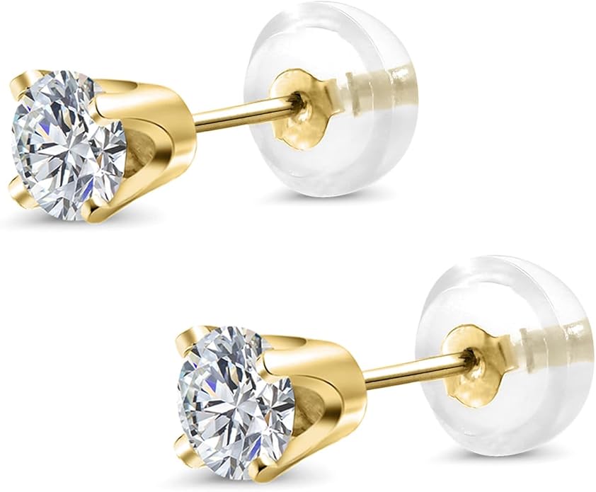 Gem Stone King 0.20 to 6 Cttw 14K Gold Lab Grown Diamond Stud Earrings | Gold Earrings For Women Men | E-F Color | VS1-VS2 Clarity