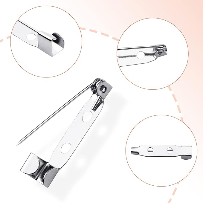 100 Pcs Bar Pins - Silver Brooch Clasp Pins for Badges, DIY Craft, Sewing, Baby Shower, Wedding Name Tags (25mm)