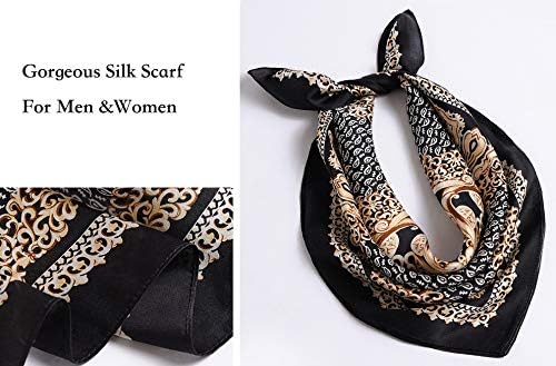 ANDANTINO 100% Mulberry Silk Scarf -21” Lightweight Square Neckerchief – Breathable Digital Printed Scarves with Gift Packed