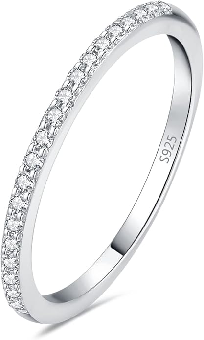 JewelryPalace 14K Gold Plated 925 Sterling Silver Rings for Women, Cubic Zirconia Promise Rings for Her, Stackable Wedding Bands Rings for Women Set Size 4-12