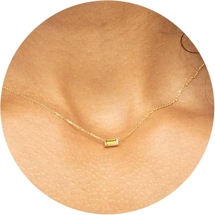 JSJOY Gold Birthstone Necklace for Women Dainty Birthstone Pendant Necklace for Teens Birthday Gifts Jewelry for Mothers Wife Grandma Graduation Gifts for Teenagers