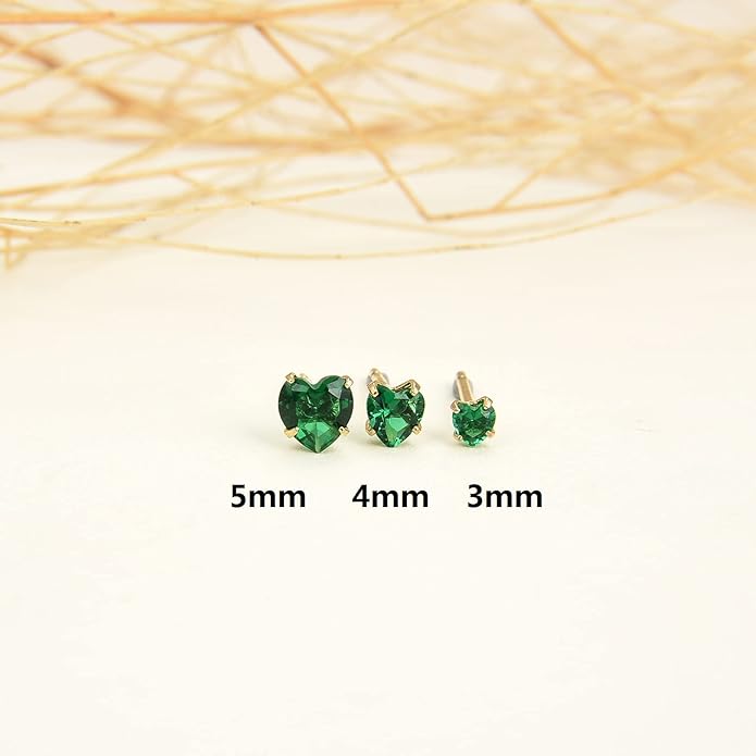 12 Pairs 18K Gold Plated Surgical Stainless Steel Stud Earrings, Star Heart Square Stud Earring for Women, Cubic Zirconia Birthstone Stud Earrings Set