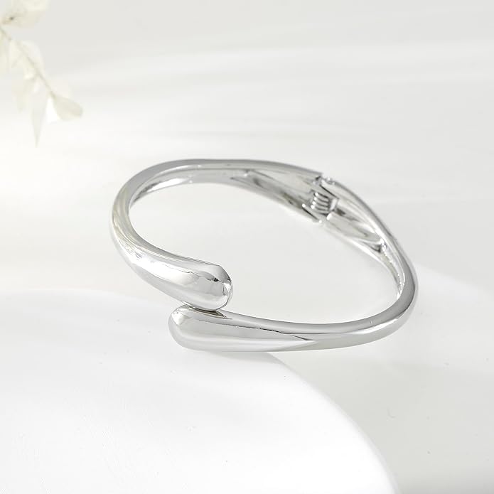 Bangle Bracelets for Women | 14K Gold Plated Trendy Wide Bracelets | Hinged Arm Cuff Bangles Chunky Bracelet for Women