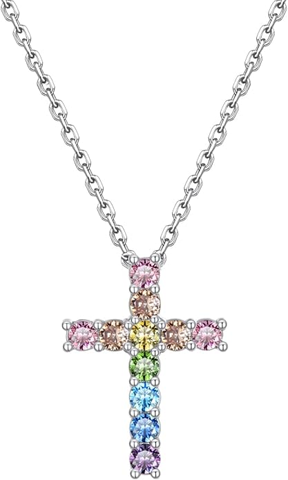 U7 Cross Necklace for Women,Silver/14K Gold Large or Small Cross Necklaces with CZ Diamond,Faith Birthday/Christmas Gift for Her Women Mother Daughter Grandmother
