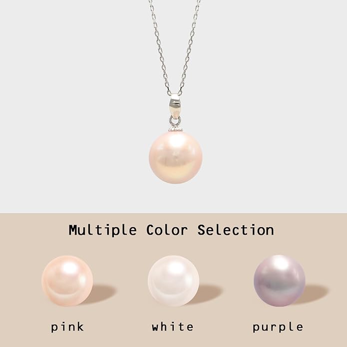 Freshwater Cultured Pearl Necklace, Real Pearl Necklace with Silver Chain and Clasp, Jewelry for Brides Wedding Gifts for Women Her Wife Sister