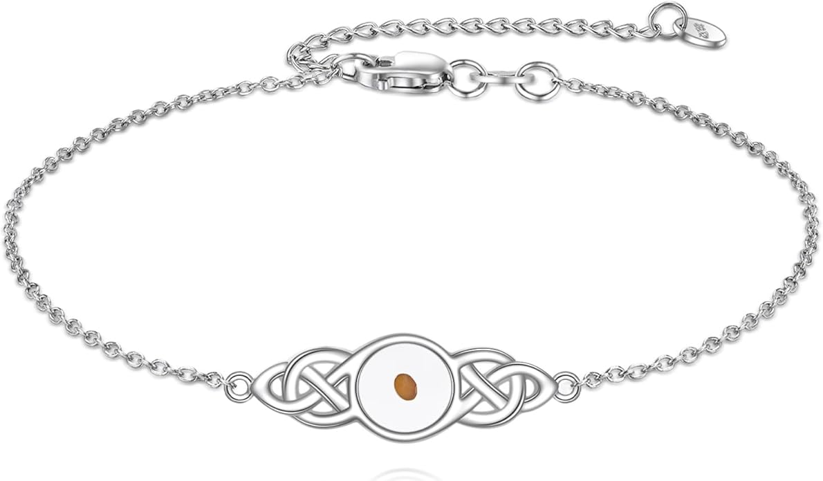 Mustard Seed Cross/Paw Print/Butterfly/Sunflower/Compass/Moss Agate Bracelet for Women 925 Sterling Silver Graduation Link Bracelet Jewelry for Women