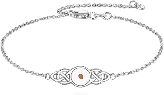 Mustard Seed Cross/Paw Print/Butterfly/Sunflower/Compass/Moss Agate Bracelet for Women 925 Sterling Silver Graduation Link Bracelet Jewelry for Women