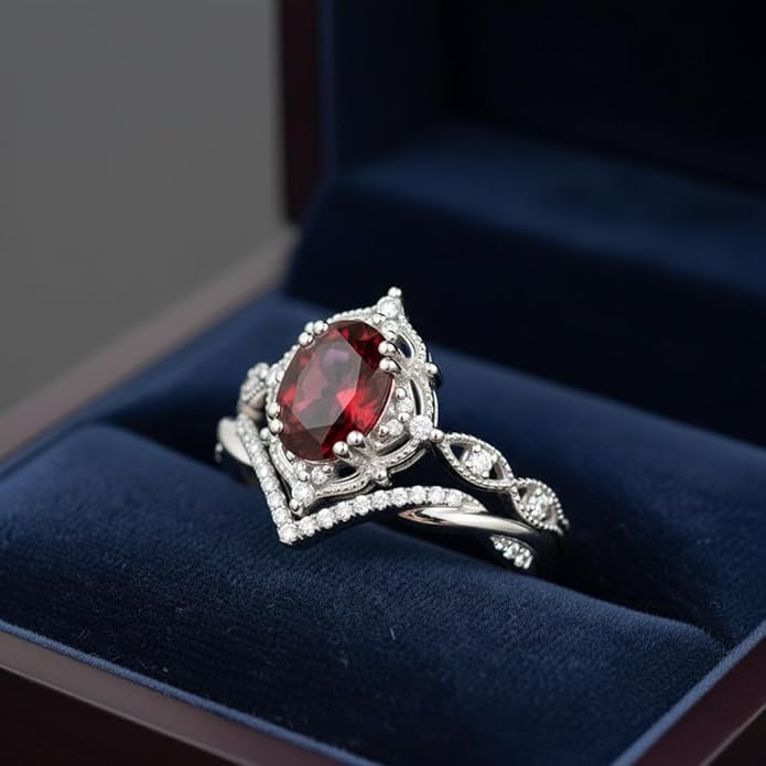 Oval Cut Vintage Gemstone Engagement Rings set for Women S925 Sterling Silver/10K/14K/18K Gold Birthstone Promise Anniversary Bridal Set Ring for her