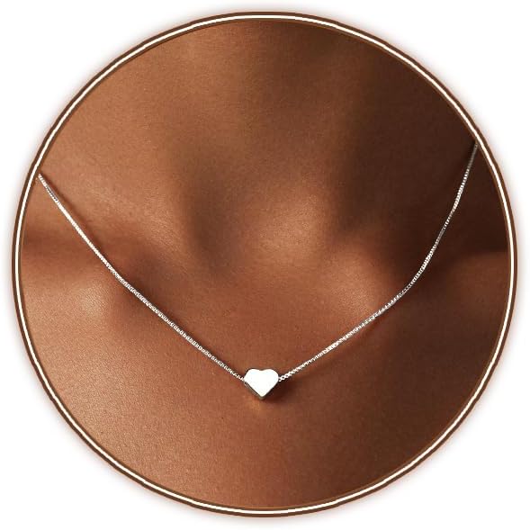 Zeffy Dainty Gold Heart Necklace for Women Trendy 14K Gold/Silver Plate Cute Heart Pendant Choker Necklaces Gold Love Heart Chain Necklace for Women Dainty Gold Jewelry Gifts for Women
