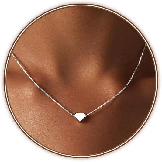 Zeffy Dainty Gold Heart Necklace for Women Trendy 14K Gold/Silver Plate Cute Heart Pendant Choker Necklaces Gold Love Heart Chain Necklace for Women Dainty Gold Jewelry Gifts for Women
