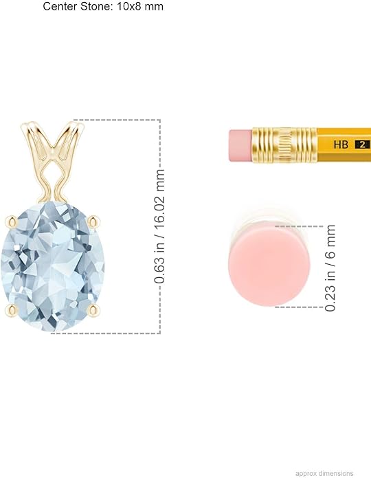 Angara Natural Aquamarine Solitaire Pendant for Women | Vintage in 14K Solid Gold/Platinum With 18" Chain | March Birthday, Anniversary, Gemstone Jewelry Gift