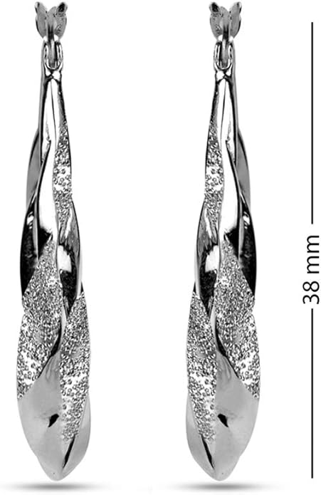 LeCalla 925 Sterling Silver Shrimp Classic Diamond-Cut Light-Weight Hoop Earrings for Women