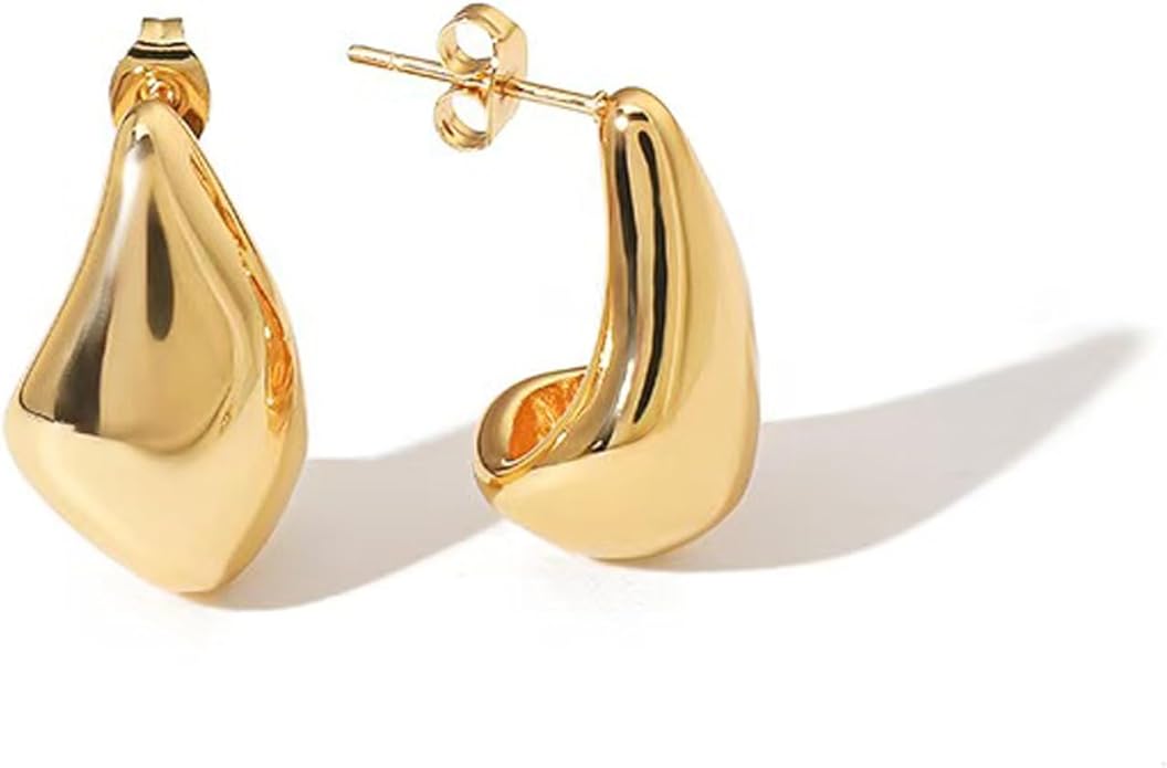 Statement Chunky Gold Earrings for Women Unique Square Stainless Steel Heaven Mayhem Button Stud Earrings Trendy Jewelry