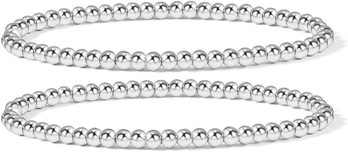 Elegance 11 designs 14K Gold Plated Bead Ball Bracelet Stretchable Elastic Gold Beaded Bracelets for Women